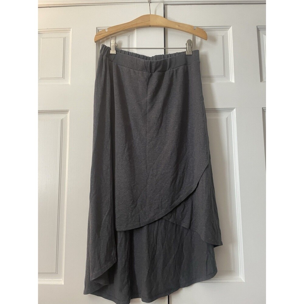 prAna Tidal Wave Faux Wrap Midi Skirt Dark Gray Charcoal Size Medium Pockets